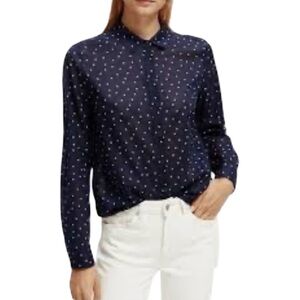 GUC Scotch & Soda Navy Blue Star Print Button Down Shirt Size 1 or Small
